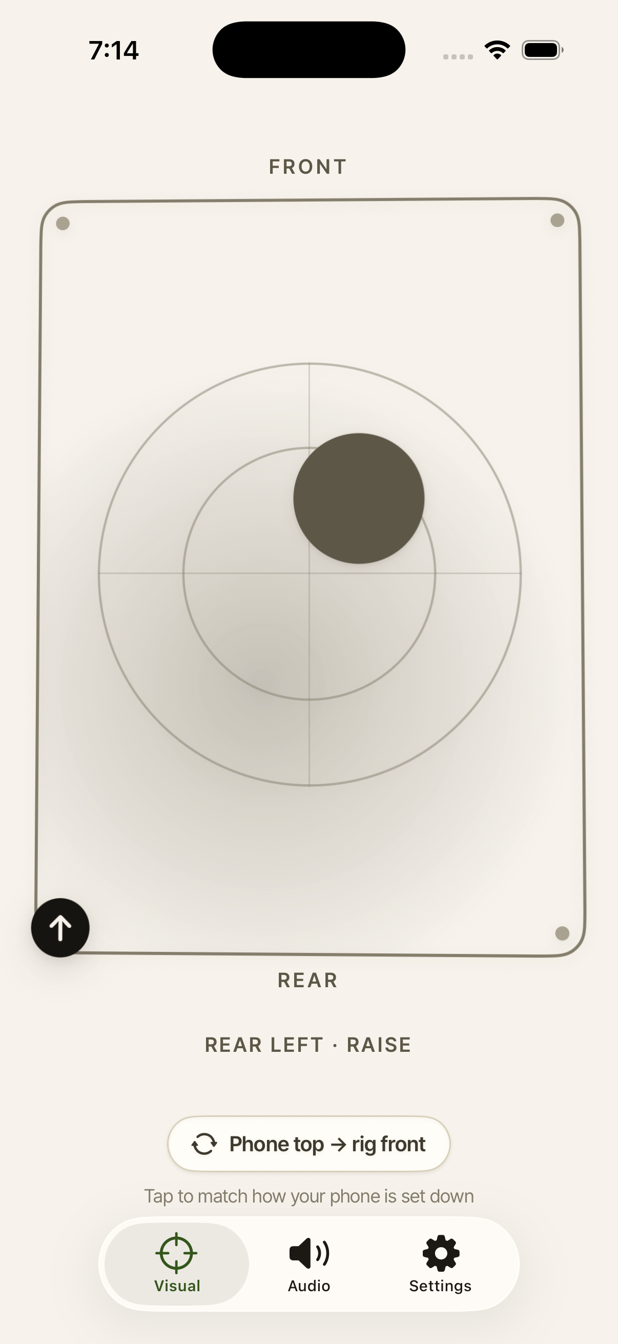 FlatPad Visual screen showing the low rear-left corner